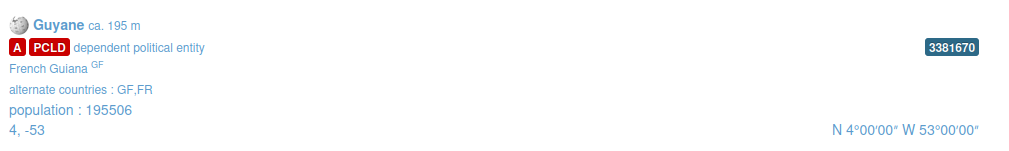 Exemple geonames